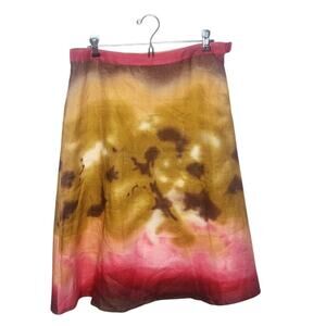 Lily Standhope Linen Tie Die A Line Skirt Pink Brown Boho Sunset 6